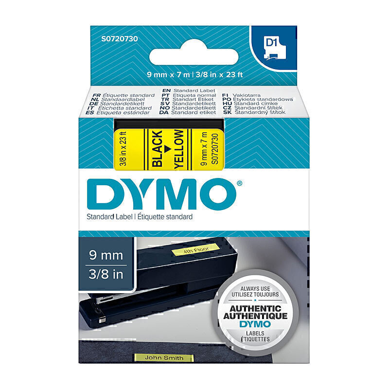 Dymo Blk on Yell 9mm x7m Tape