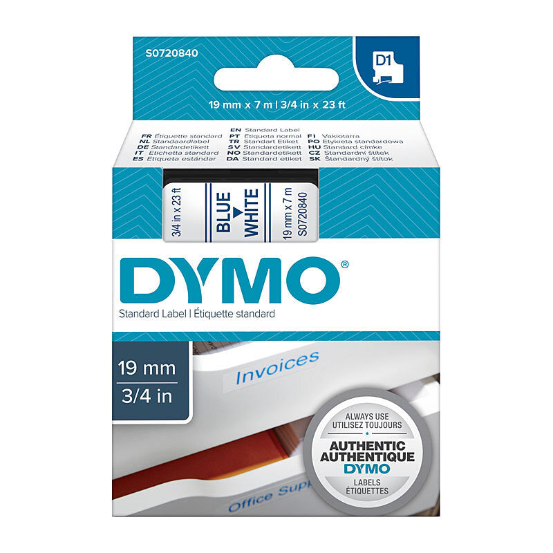 Dymo Blue on Wht 19mmx7m Tape