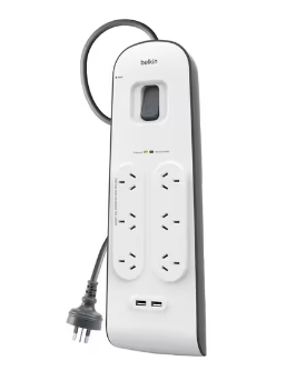 6 Outlet with 2M Cord with 2 USB Ports