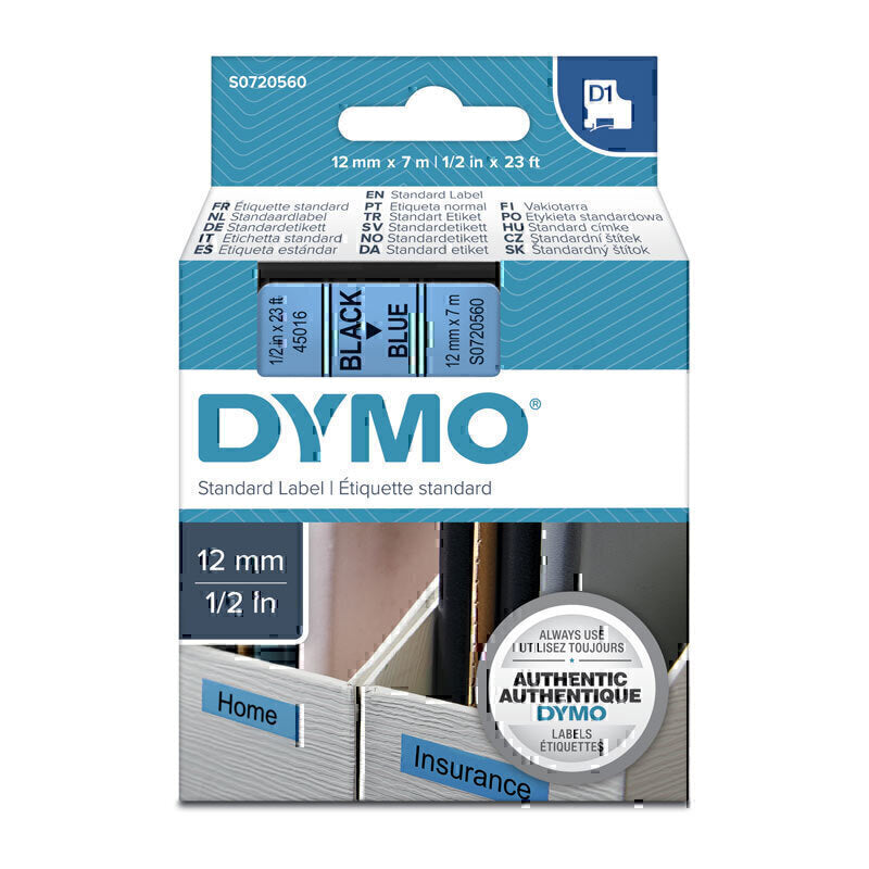 Dymo Blk on Blue 12mmx7m Tape - Digico