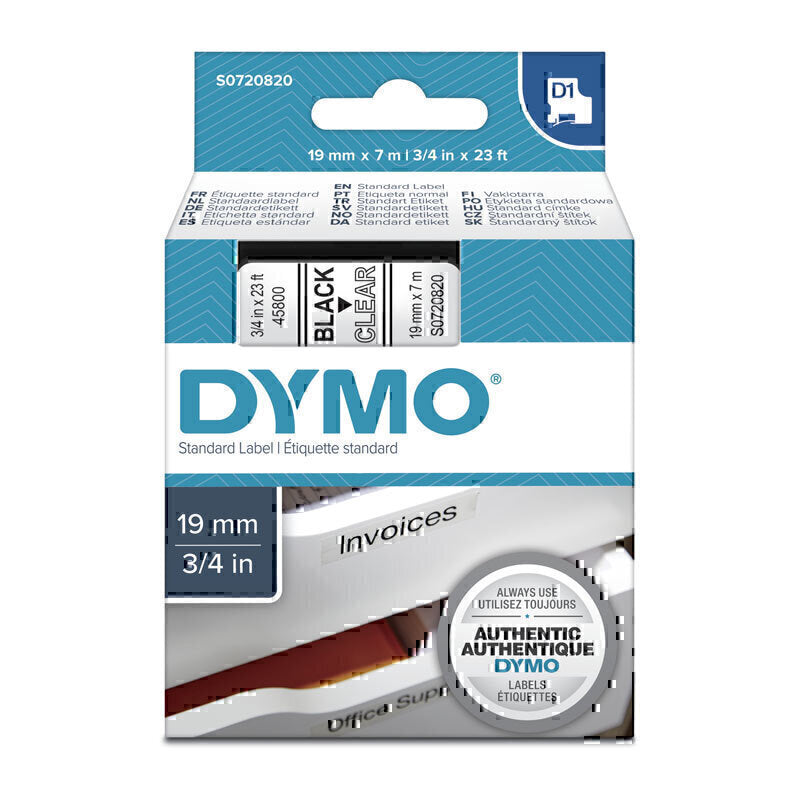 Dymo Blk on Clr 19mmx7m Tape - Digico