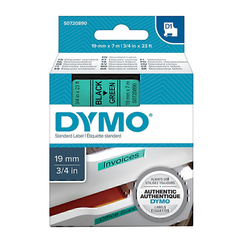 Dymo Blk on Grn 19mmx7m Tape - Digico